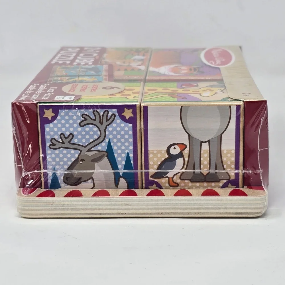 Melissa & Doug 2-in-1‎ Wooden Cube Puzzle Animals 6 Scenes 50274 New
